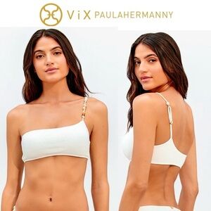 Vix Paula Hermanny Firenze Ana Flora Bikini TopSwimsuit sz M Off White 164$